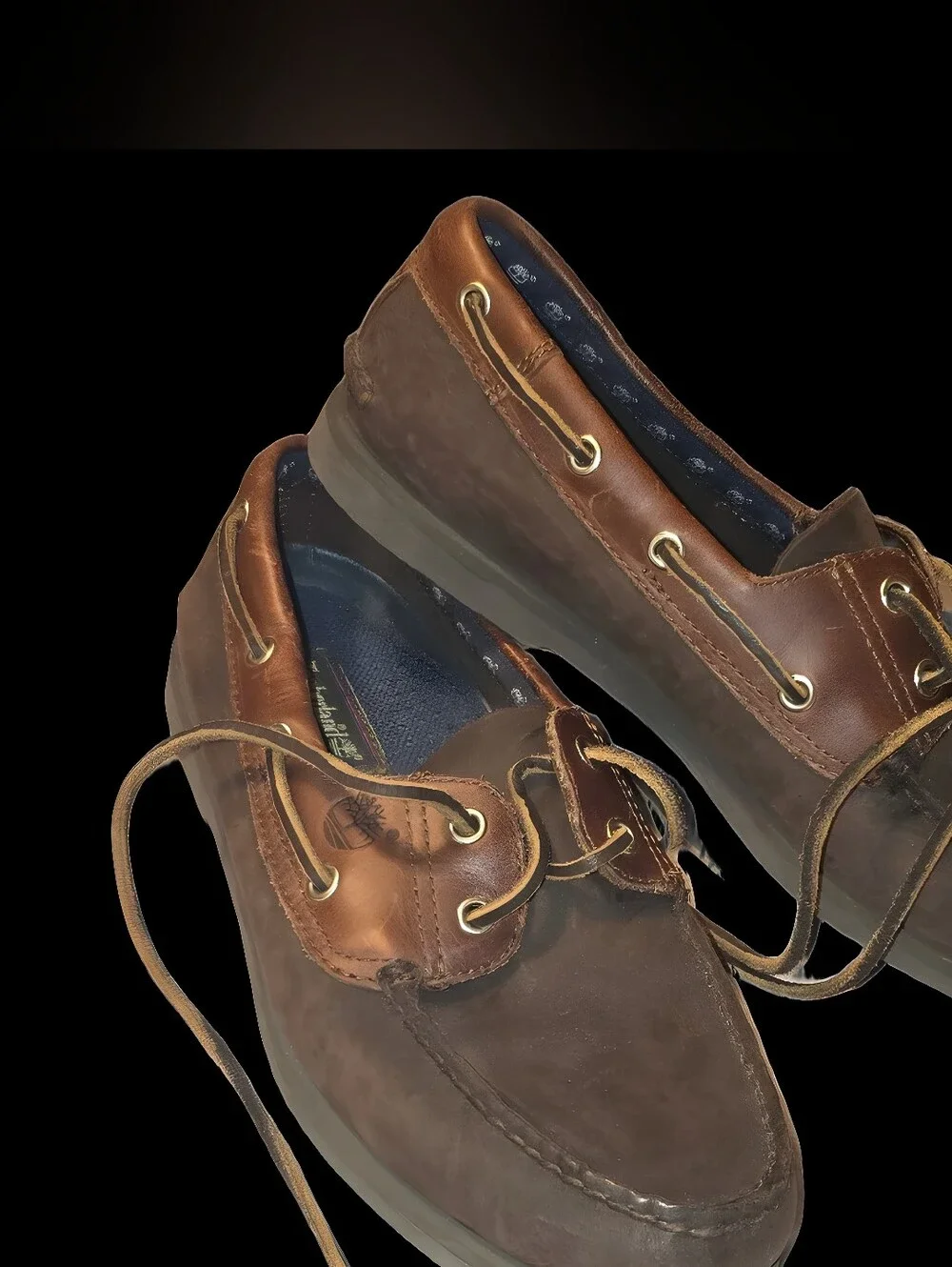 Timberland Men's 9 1/2 Brown Leather Moc Toe Boat Shoes